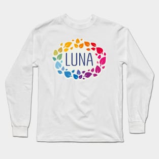 Luna name with colorful leaves Long Sleeve T-Shirt